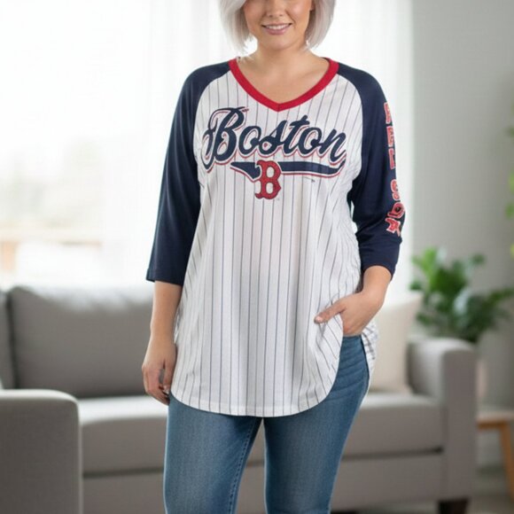 New Era Tops - Boston Red Sox New Era Women's 3/4 Sleeve Raglan T-Shirt, 1X, NWT